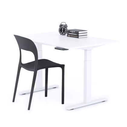 Verstelbaar Bureau Clara 120x80 Wit Beton met Witte Poten