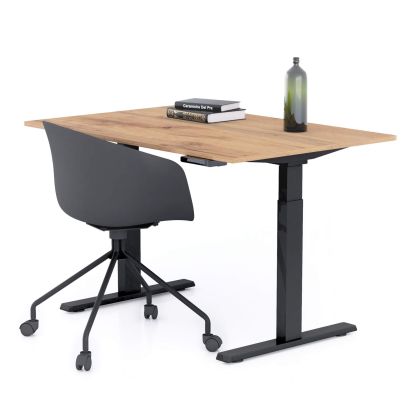 Verstelbaar Bureau Clara 120x80 Rustiek Eiken met Zwarte Poten