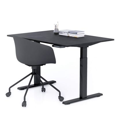 Verstelbaar Bureau Clara 120x80 Zwart Beton met Zwarte Poten