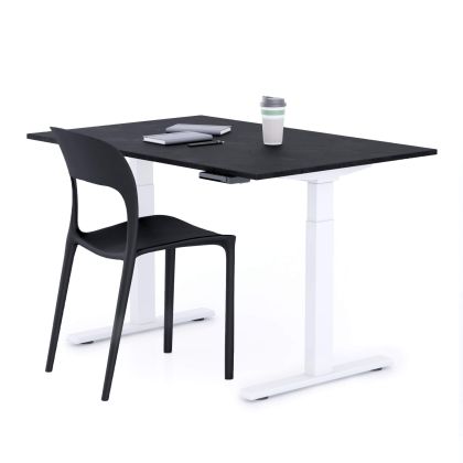 Verstelbaar Bureau Clara 120x80 Zwart Beton met Witte Poten