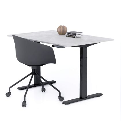 Verstelbaar Bureau Clara 120x80 Grijs Beton met Zwarte Poten