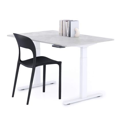 Verstelbaar Bureau Clara 120x80 Grijs Beton met Witte Poten