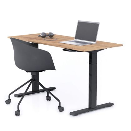 Verstelbaar Bureau Clara 140x60 Rustiek Eiken met Zwarte Poten