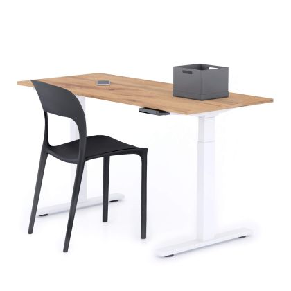 Verstelbaar Bureau Clara 140x60 Rustiek Eiken met Witte Poten