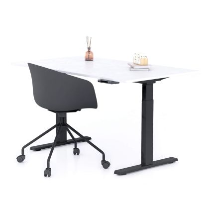 Verstelbaar Bureau Clara 140x80 Wit Beton met Zwarte Poten