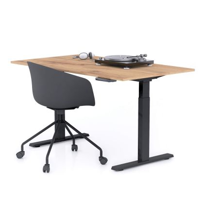 Verstelbaar Bureau Clara 140x80 Rustiek Eiken met Zwarte Poten