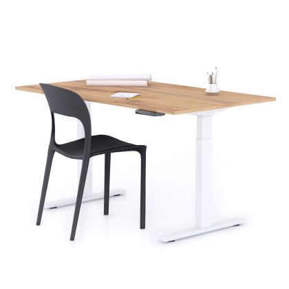 Verstelbaar Bureau Clara 140x80 Rustiek Eiken met Witte Poten