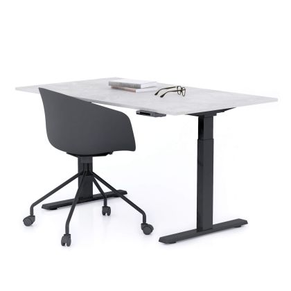 Verstelbaar Bureau Clara 140x80 Grijs Beton met Zwarte Poten