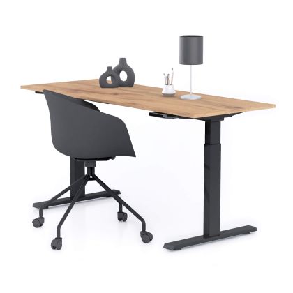 Verstelbaar Bureau Clara 160x60 Rustiek Eiken met Zwarte Poten