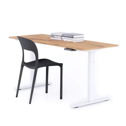 Verstelbaar Bureau Clara 160x60 Rustiek Eiken met Witte Poten