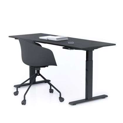 Verstelbaar Bureau Clara 160x60 Zwart Beton met Zwarte Poten