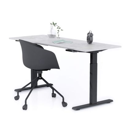 Verstelbaar Bureau Clara 160x60 Grijs Beton met Zwarte Poten