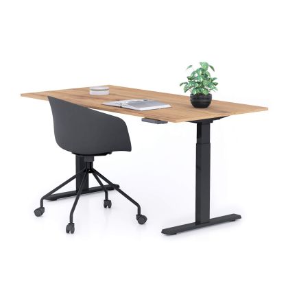 Verstelbaar Bureau Clara 160x80 Rustiek Eiken met Zwarte Poten