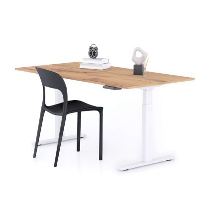 Verstelbaar Bureau Clara 160x80 Rustiek Eiken met Witte Poten