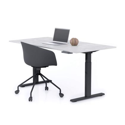 Verstelbaar Bureau Clara 160x80 Grijs Beton met Zwarte Poten