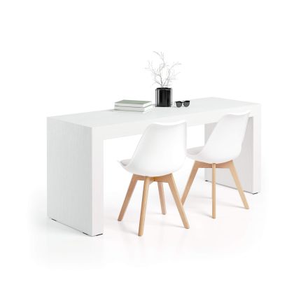 Evolution Schreibtisch 180 x 60, Esche, Weiß, mit zwei Beinen