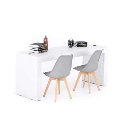Bureau Evolution 180x60, Essen Wit met twee poten en Draadloze Oplader