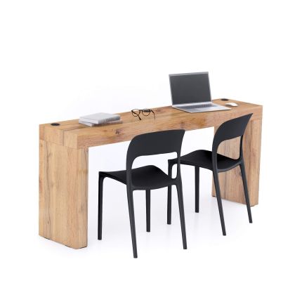 Secretária Evolution 180x40, Cavralho Rustico com Duas Pernas e Carregador Wireless
