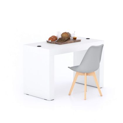 Vaste Eettafel  Evolution 120x60, Essen Wit, twee poten, Draadloze Oplader