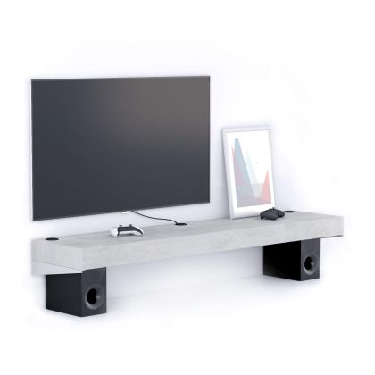 Tv wandmeble Evolution 180x40, Cement Grijs met Draadloze Oplader