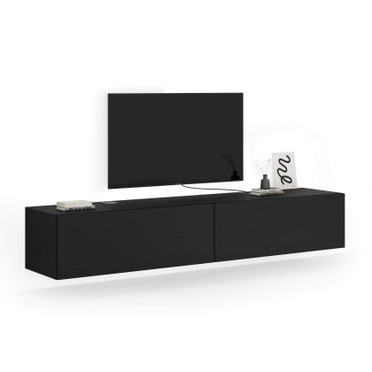 Parede de Tv Easy 1, freixo preto, 208x44x36 cm