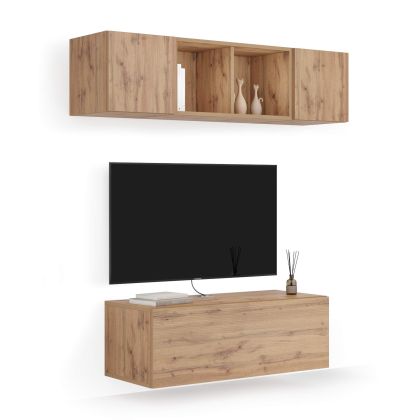 Perete Living Easy 2, Stejar Rustic, 142x44x160 cm