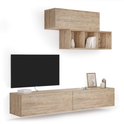 Wohnzimmerwand Easy 3, Eiche, 208x44x185 cm