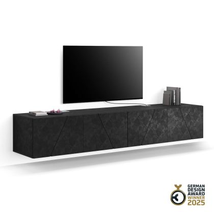 Perete Living Emma 1, Negru Ciment, 208x44x36 cm