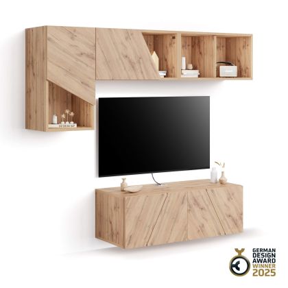Perete Living Emma 3, Stejar Rustic, 176x44x170 cm