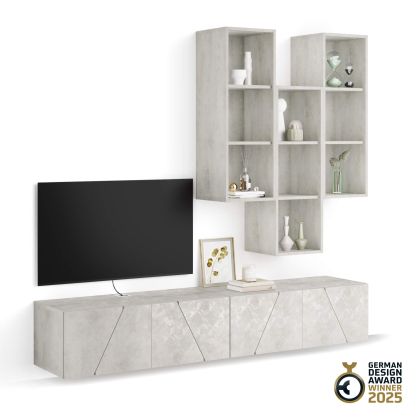 Perete Living Emma 6, Gri Ciment, 208x44x210 cm