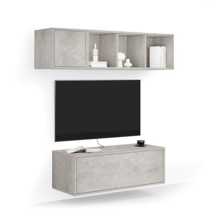 Perete Living Iacopo 3, Gri Ciment, 140x42x150 cm