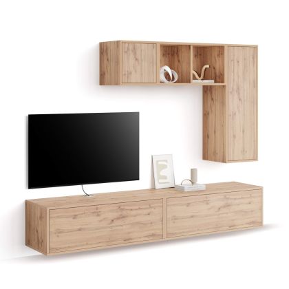 Perete Living Iacopo 6, Stejar Rustic, 208x42x160 cm