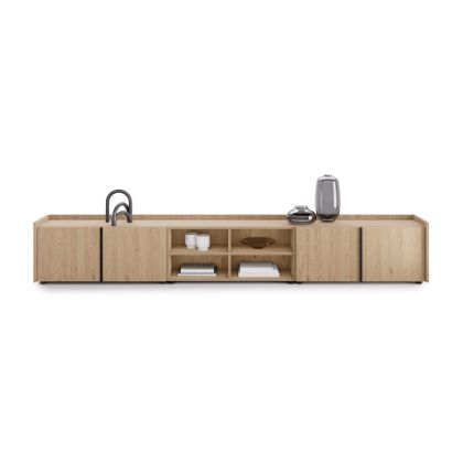 Lowboard Romina (273,6x36x44 cm), 4 Türen, Wildeiche