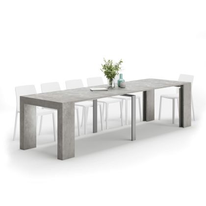Masă Consolă Extensibilă Angelica, 45(305)x90 cm, Gri Ciment