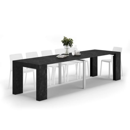 Mesa Consola Extensível Angelica, 45(305)x90 cm, Cimento Preto