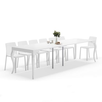 Masă Consolă Extensibilă, model Clasic, 45(306,2)x90 cm, Alb Mat