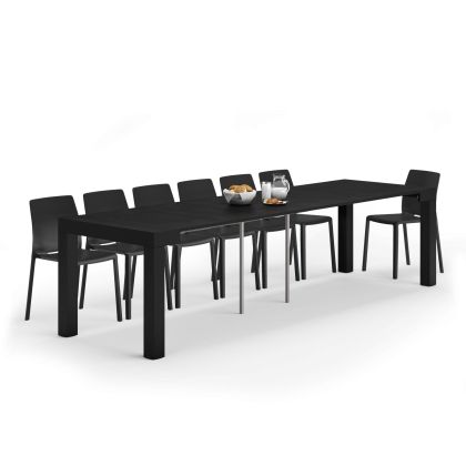 First ausziehbarer Konsolentisch, 45(305)x90 cm, Esche, Schwarz