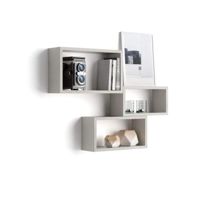 Rechthoekige wandkubussen, Set van 3, Giuditta, Cementgrijs