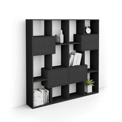 Librărie S Iacopo cu uși (160,8 X 158,2 cm), Negru Frasin