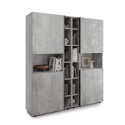 Bibliotecă Modulară Romina (153,6 x 173,6 cm), Gri Ciment