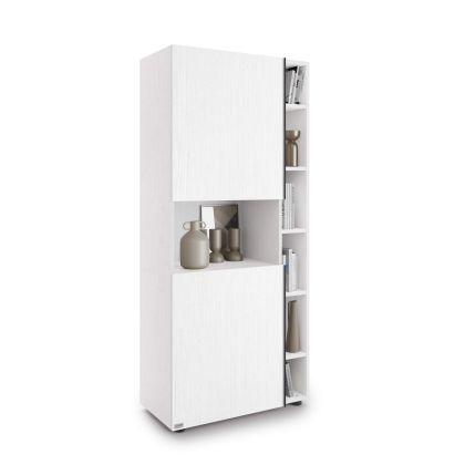 Bibliotecă Modulară Romina (76,8 x 173,6 cm), Alb Frasin