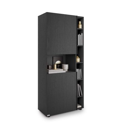 Bibliotecă Modulară Romina (76,8 x 173,6 cm), Negru Frasin