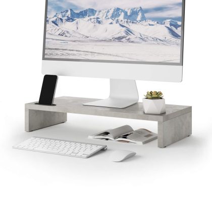 Suport pentru monitor Riki de birou, h.10 cm, culoare Gri Ciment