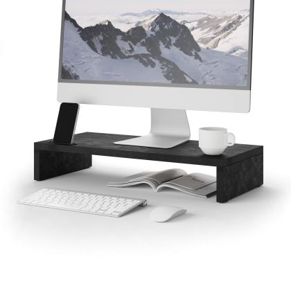 Suport pentru monitor Riki de birou, h.10 cm, culoare Negru Ciment