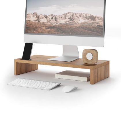 Suport pentru monitor Riki de birou, h.10 cm, culoare Stejar Rustic
