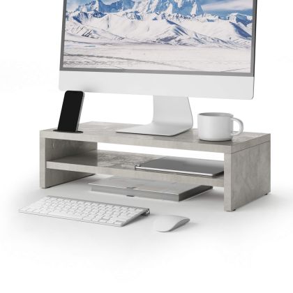 Monitor bureausteun Riki, h.15 cm, kleur Grijs Beton