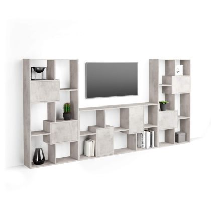Estante de TV Iacopo, Cimento Cinza com portas