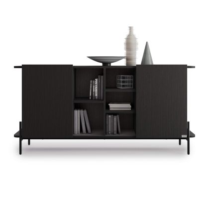 Bufet Olivia cu 2 Uși (167x40,3x81,7 cm), Negru Frasin