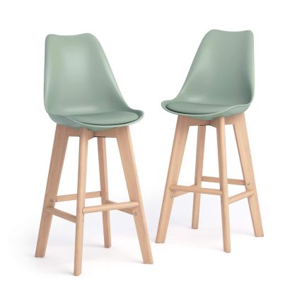 Conjunto de 2 banquinhos altos Greta, cor Verde sálvia