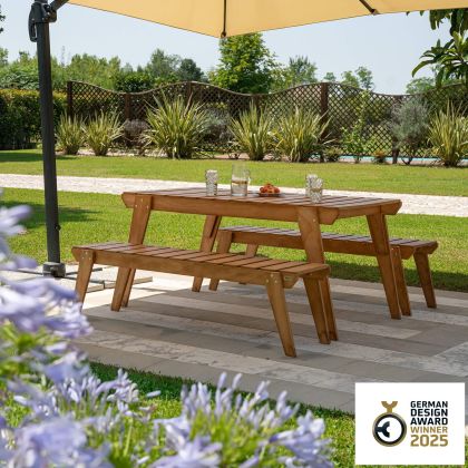 Mesa de Jardim Em Madeira 160x80 cm, Elena, Cor Teca